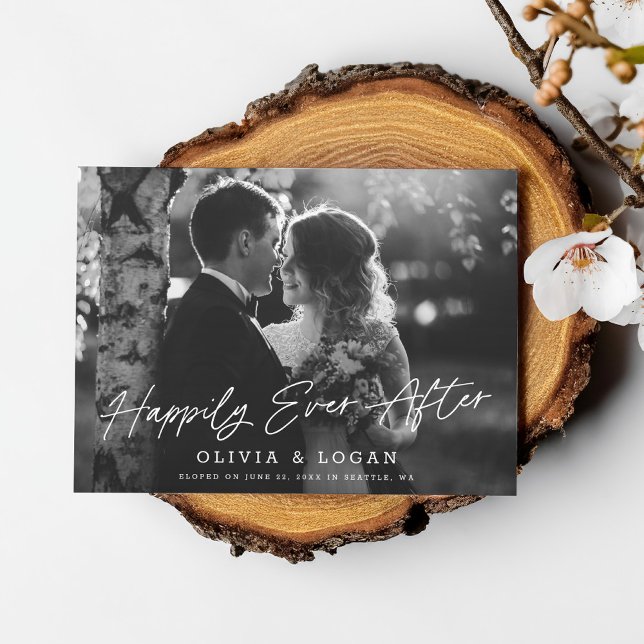 Invitation Mariage heureux pour toujours Script Photo Elopeme (Créateur téléchargé)