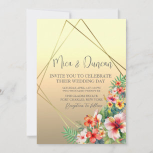 Invitation Mariage Hibiscus moderne