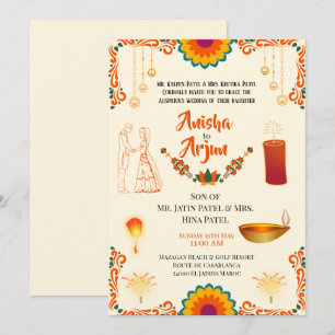 Invitation Mariage hindou floral numérique