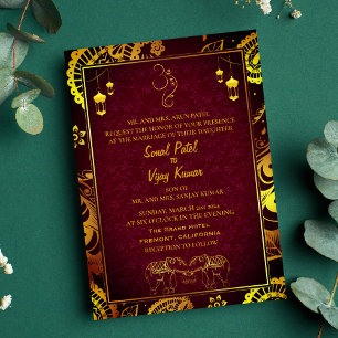 Invitation Mariage hindou indien avec deux images et Ganesha