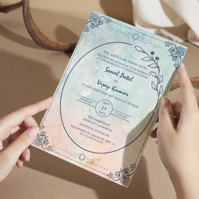 Invitation Mariage hindoue indienne moderne magnifique (Créateur téléchargé)