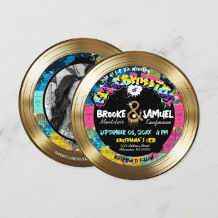 Invitation Mariage Hip hop de la photo retro 80's 90's Gold