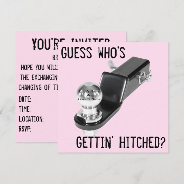 Invitation - Mariage - "Hitched" (Devant / Derrière)