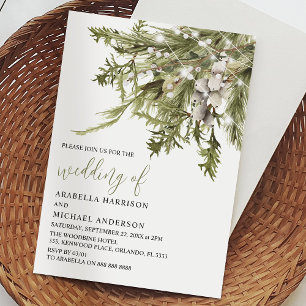 Invitation Mariage hivernal à l'aquarelle bohème de rêve