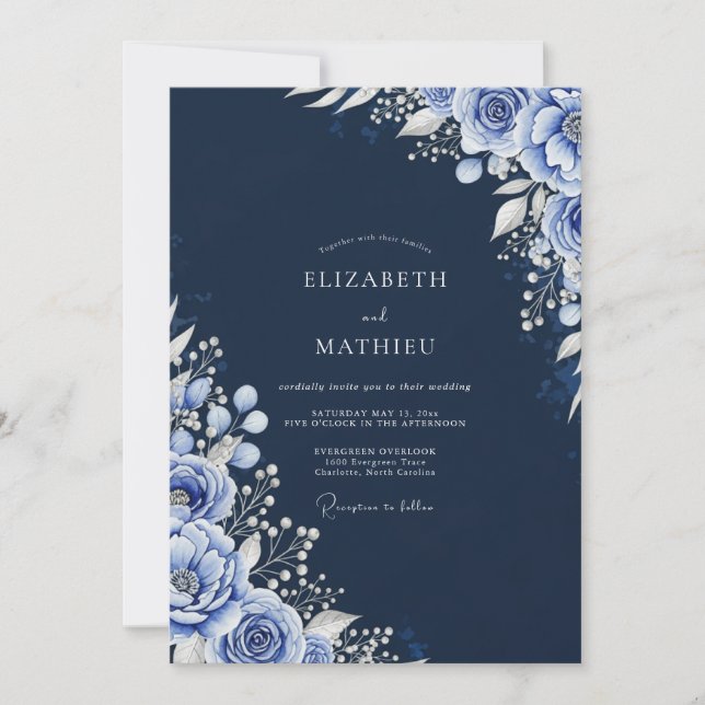 Invitation Mariage hivernal arctique marine (Devant)