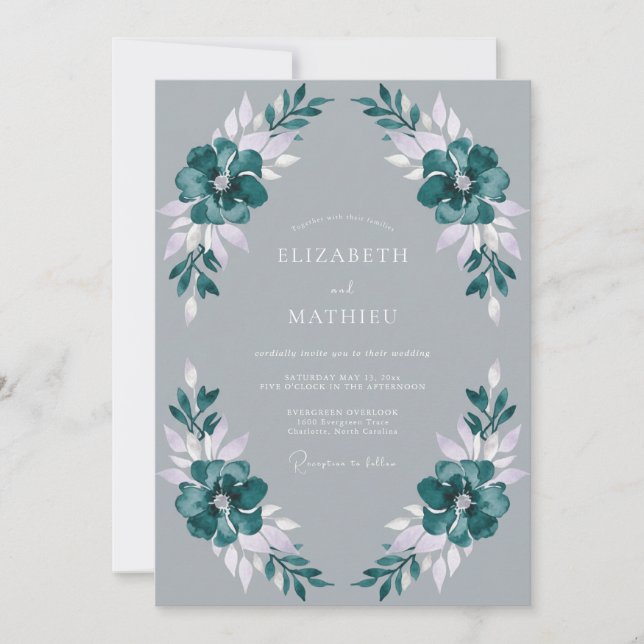 Invitation Mariage hivernal arctique sarcelle (Devant)