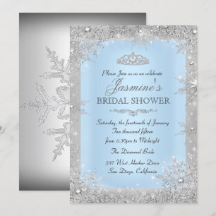 Invitation Mariage hivernal argenté Pays des merveilles Bleu 