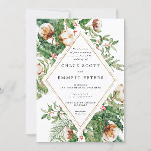 Invitation Mariage hivernal blanc blanc blanc de pin