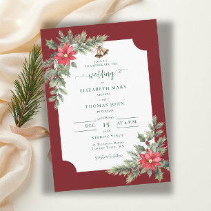 Invitation Mariage hivernal botanique rustique en bordeaux et
