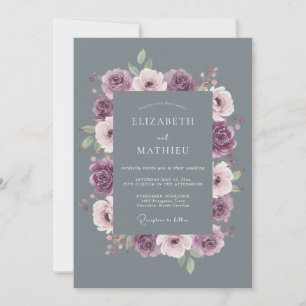 Invitation Mariage hivernal brumeux gris ardoise