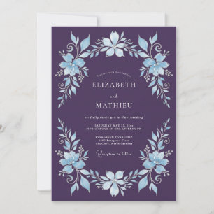 Invitation Mariage hivernal céleste au plum