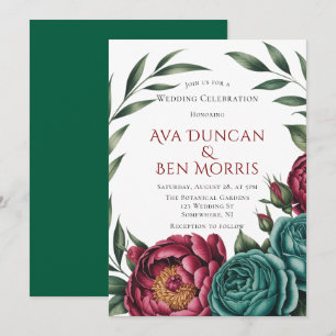 Invitation Mariage hivernal de Bourgogne et d'Emeraude