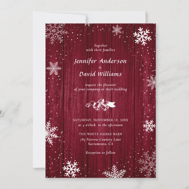 Invitation Mariage hivernal de la flamme des neiges en Bourgo (Devant)
