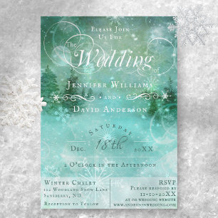 Invitation Mariage hivernal en bois enneigé merveilleux