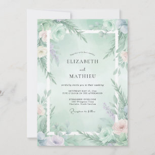 Invitation Mariage hivernal éthéré vert menthe