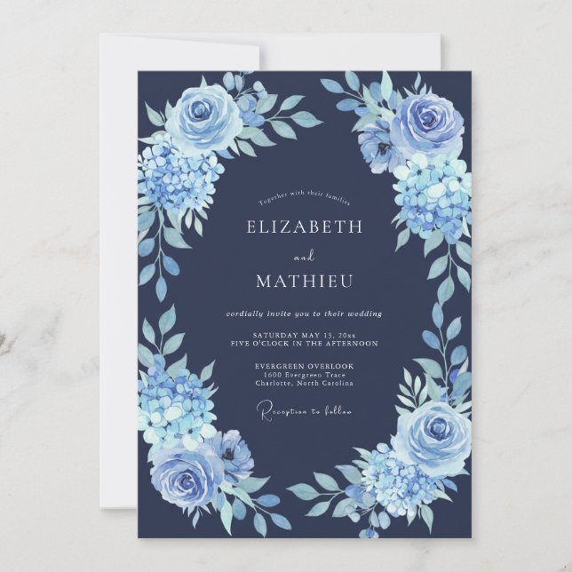 Invitation Mariage hivernal glacial de la marine (Devant)