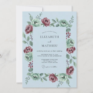 Invitation Mariage hivernal grandiose bleu poudre