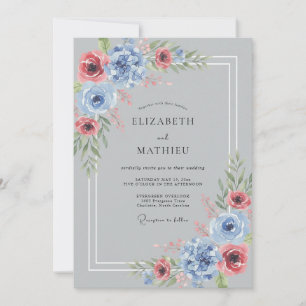 Invitation Mariage hivernal lumineux gris argenté