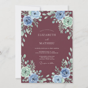 Invitation Mariage hivernal majestueux bordeaux