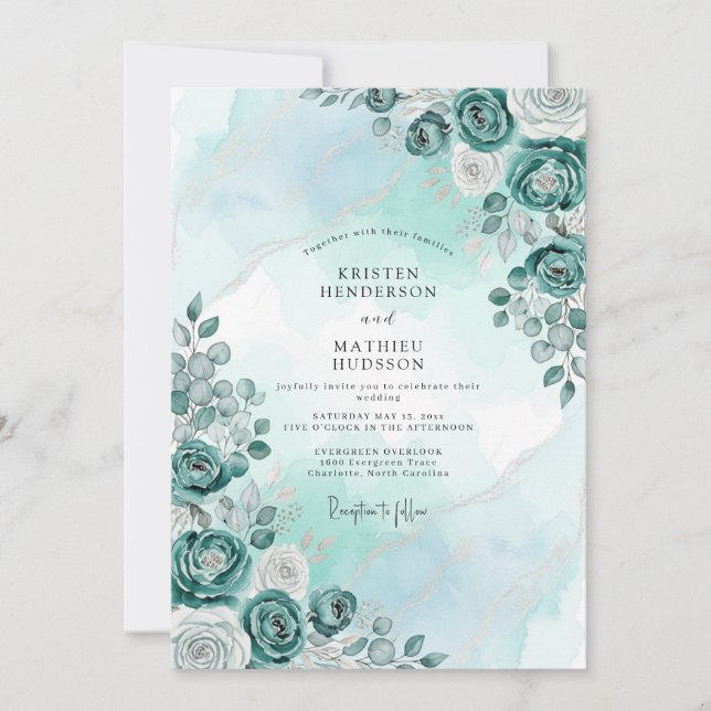 Invitation Mariage hivernal menthe sérène (Devant)