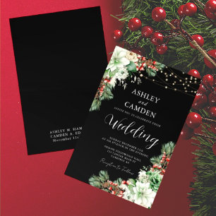 Invitation Mariage hivernal persistantes et baies noires