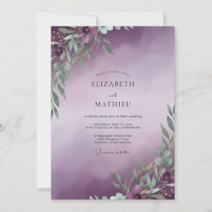 Invitation Mariage hivernal plumeté éthéré