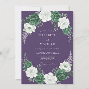 Invitation Mariage hivernal profond violet et sombre