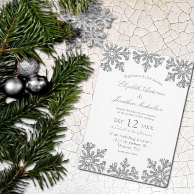 Invitation Mariage hivernal Silver Snowflake (Créateur téléchargé)