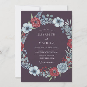 Invitation Mariage hivernal sophistiqué de Deep Purple
