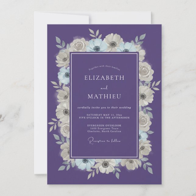 Invitation Mariage hivernal violet et sombre (Devant)