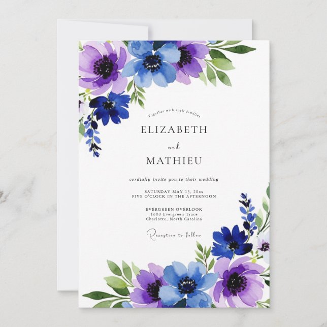 Invitation Mariage hivernal violet lumineux (Devant)