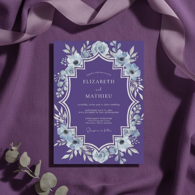 Invitation Mariage hivernal violet régale (Créateur téléchargé)