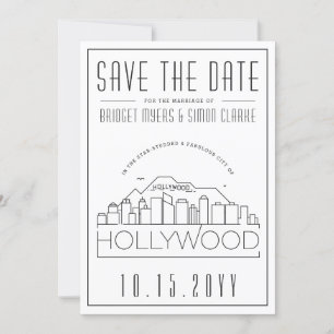 Invitation Mariage hollywoodien Skyline stylisé Enregistrer l