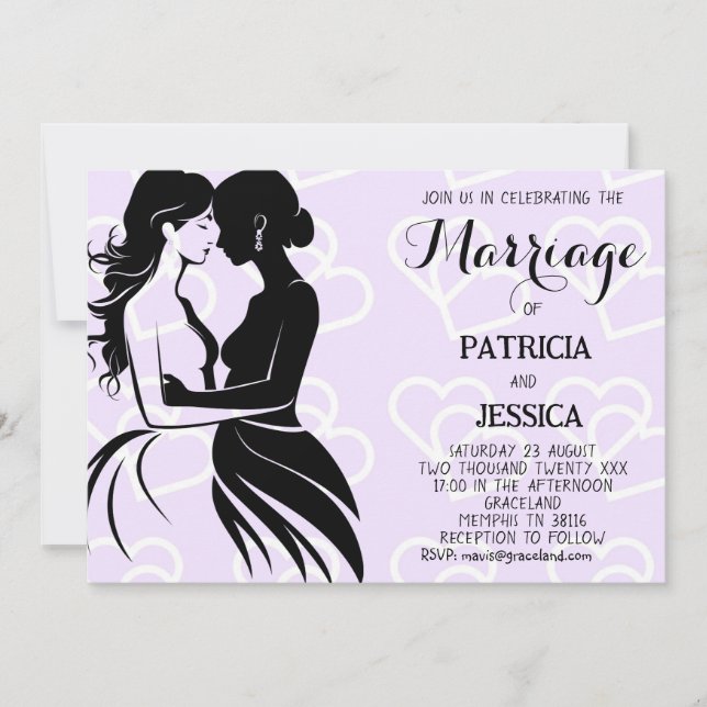 Invitation Mariage homosexuel avec deux épouses (Devant)