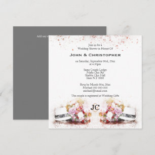 Invitation Mariage homosexuel masculin de bouquet d'aquarelle
