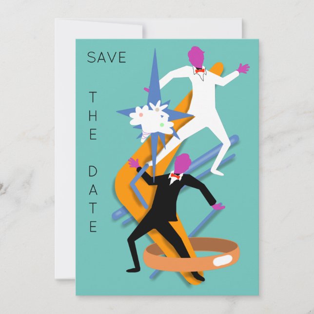 Invitation MARIAGE HOMOSEXUEL MASCULIN SAVE THE DATE par Slip (Devant)