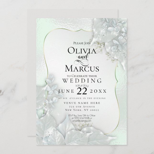 Invitation MARIAGE | Honeydew Green Pearl Shimmer (Devant / Derrière)