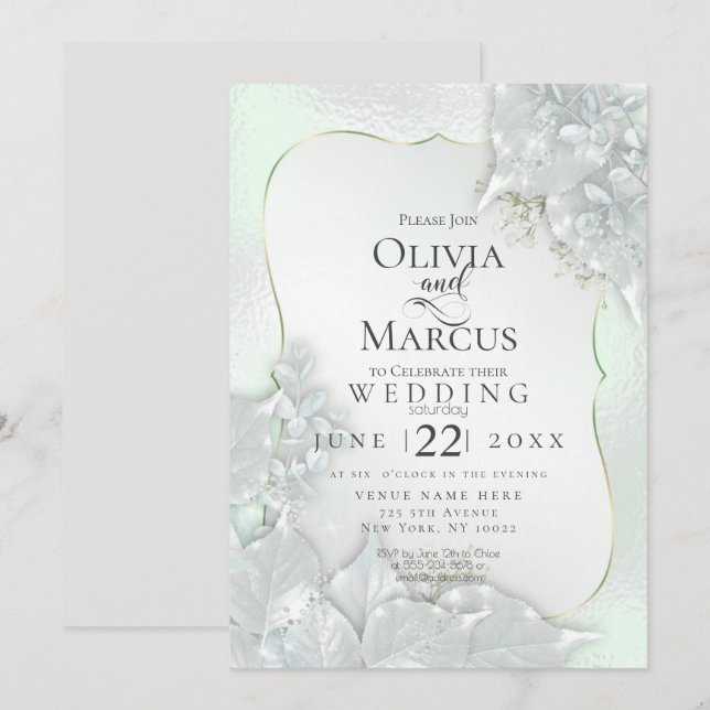 Invitation MARIAGE | Honeydew Green Pearl Shimmer (Devant / Derrière)