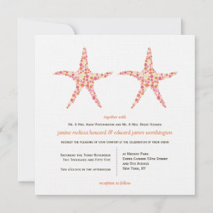 Invitation Mariage Honeysuckle Peach Starfish Beach Invitatio
