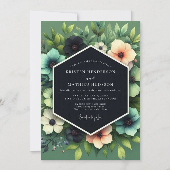 Invitation Mariage Humeur Viridian Peach (Devant)