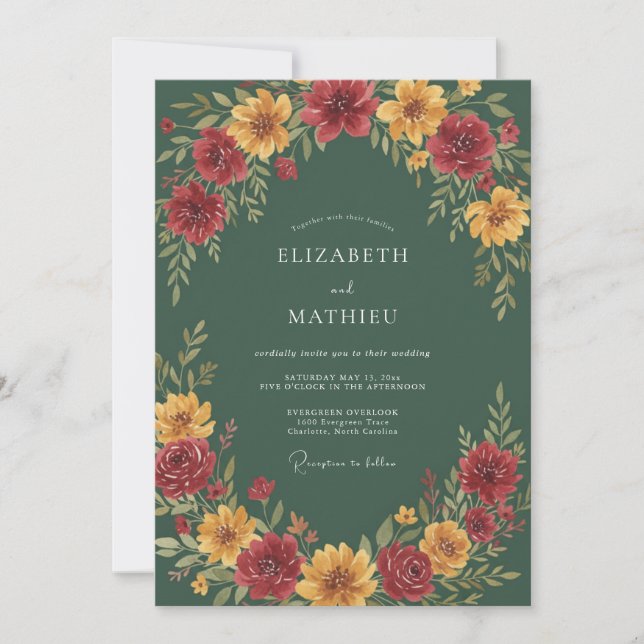 Invitation Mariage Hunter Gold Dahlia (Devant)