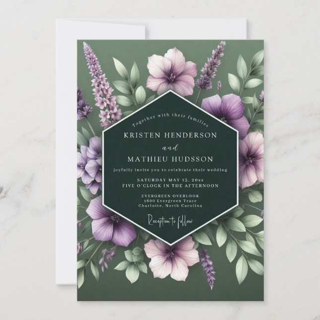 Invitation Mariage Hunter Lavender Bloom (Devant)