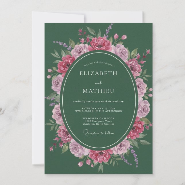 Invitation Mariage Hunter Magenta Bloom (Devant)