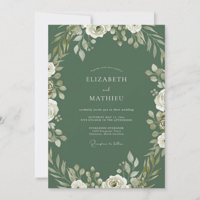 Invitation Mariage Hunter White Rose (Devant)