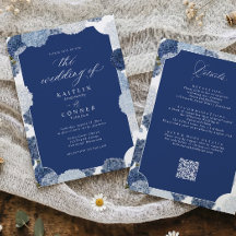 Mariage Hydrangea Bleu Marine Vintage Tout en Un