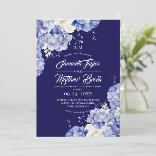 Invitation Mariage Hydrangea Bleu Royal