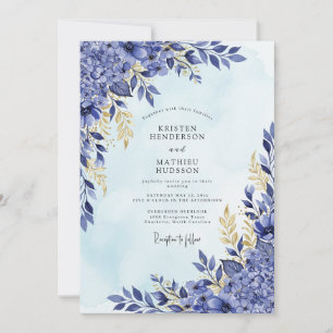 Invitation Mariage Hydrangea Bleu Royal Radiant