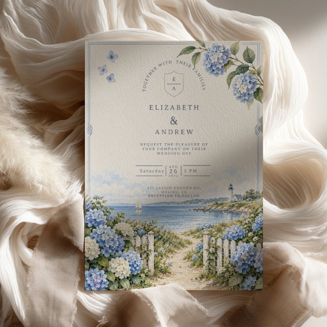 Invitation Mariage Hydrangea Côté Mer (Créateur téléchargé)