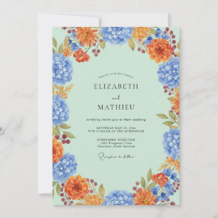 Invitation Mariage Hydrangea Eucalyptus Azur Menthe