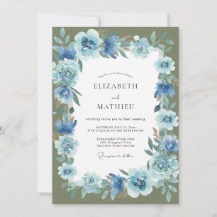 Invitation Mariage Hydrangea Fleur de Maïs et Mousse